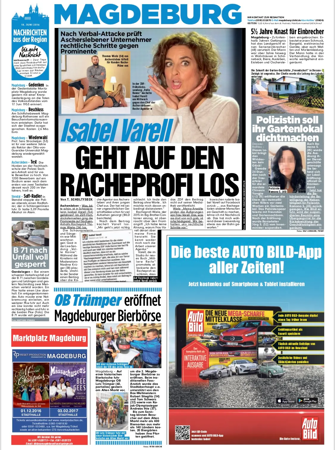 TV-Auftritt mit Isabel Varell und Bericht über den Racheprofi